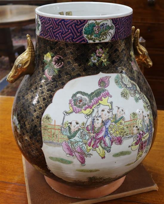 A large Chinese famille rose Hundred Boys vase